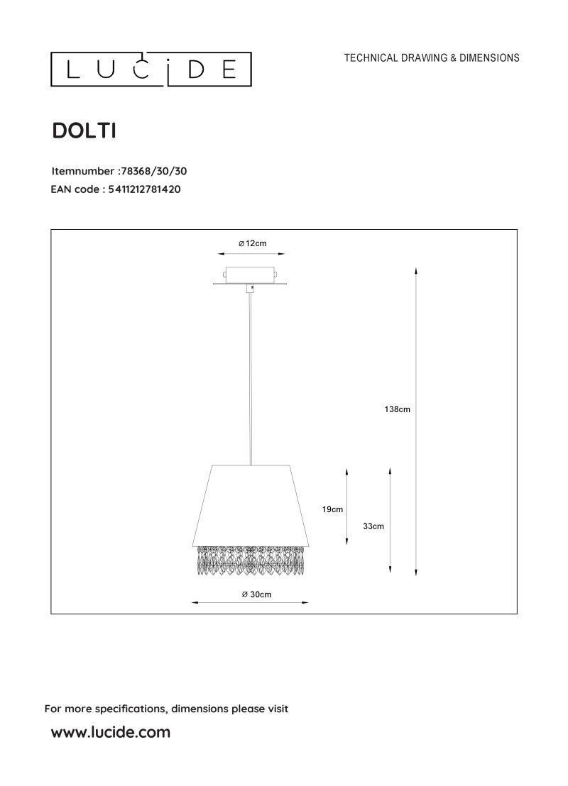 DOLTI - Závesné svietidlo - E27 D30 H33cm - Acryl/čierná